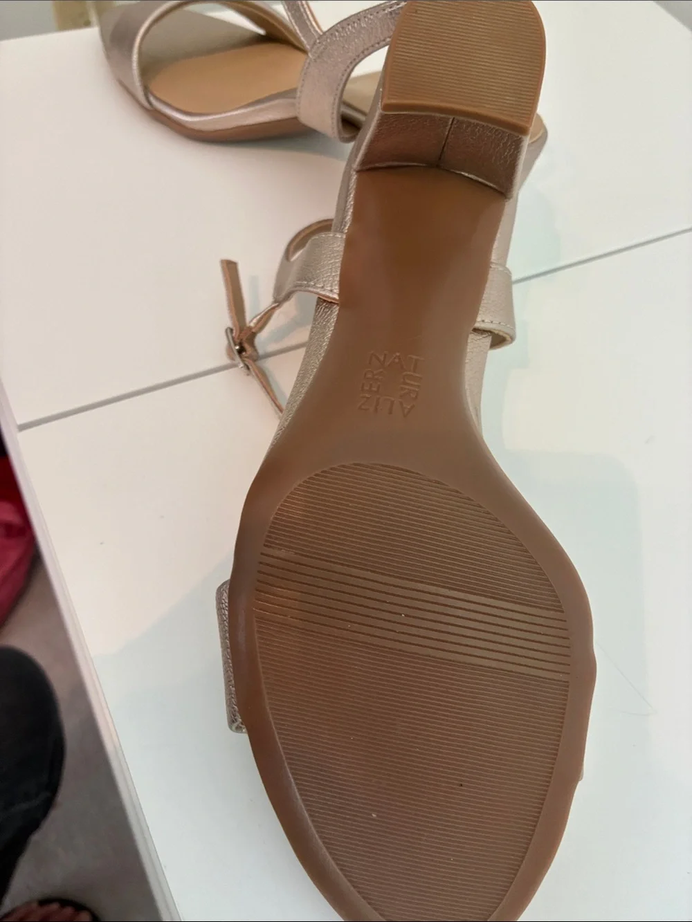 Naturalizer Metallic Rose Gold Open-Toe Ankle-Strap Sandals